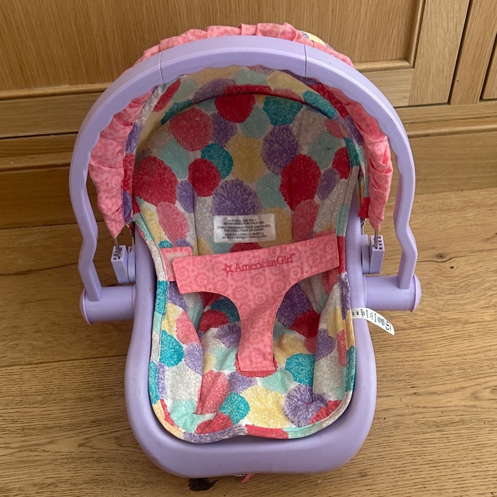 American Girl Doll Car Seat with Purple and Pink Accents Retired - Picture 2 of 5